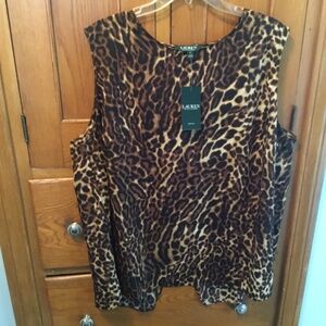 Ralph Lauren Leopard Sleeveless Top- Women’s 3X- NWT